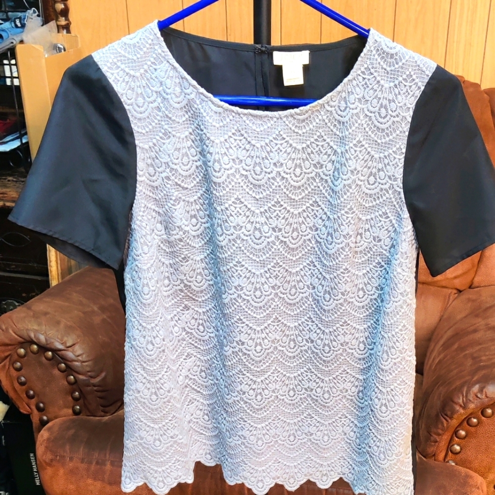 Xs J.Crew Lace and silk blouse